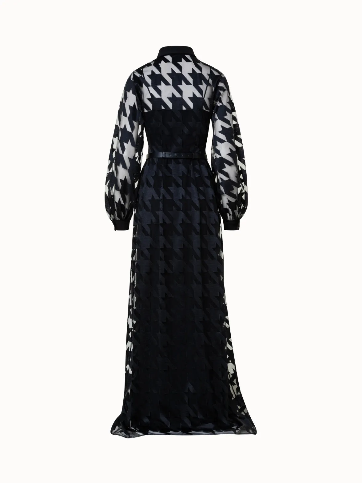 Houndstooth Embroidery on Tulle Gown