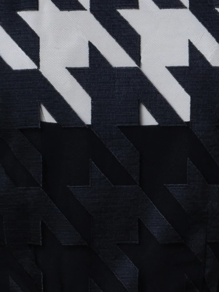Houndstooth Embroidery on Tulle Gown