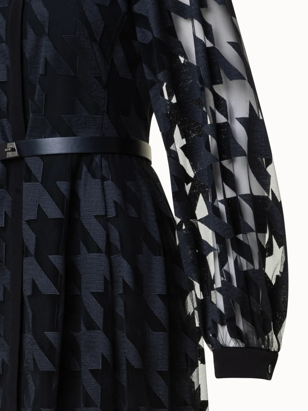 Houndstooth Embroidery on Tulle Gown