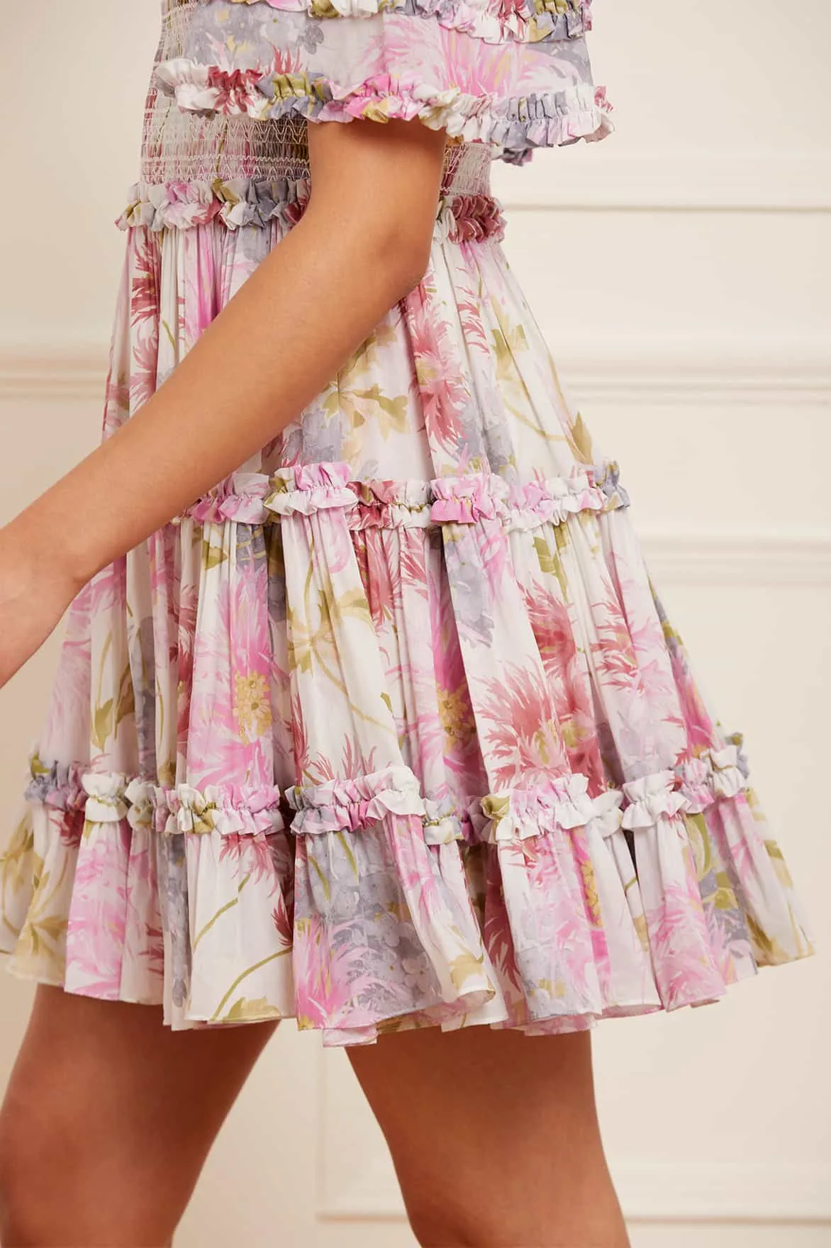 Hummingbird Chiffon Smocked Micro Mini Dress