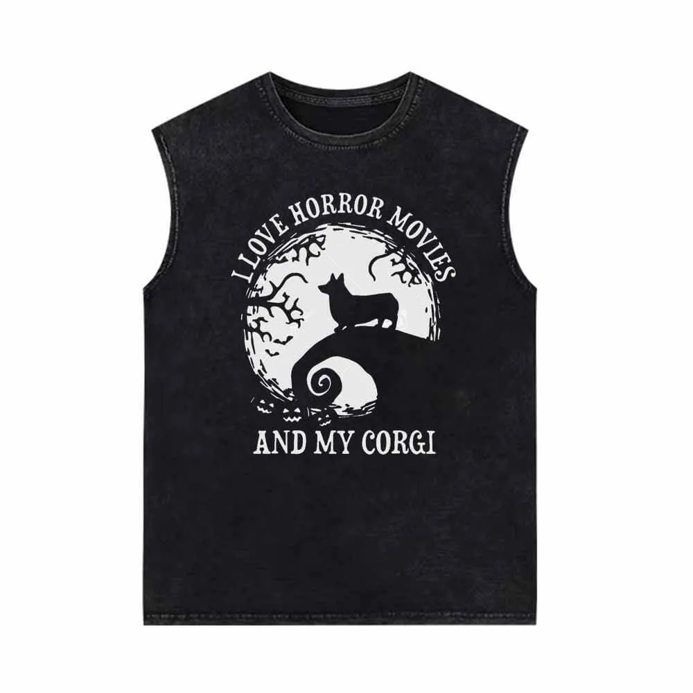 I Love Horror Movies And My Corgi Vest Top