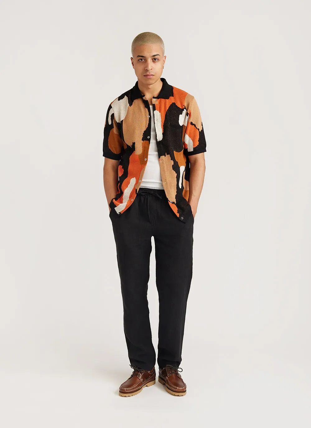 Impressionist Jacquard Shirt | Knitted Cotton | Black
