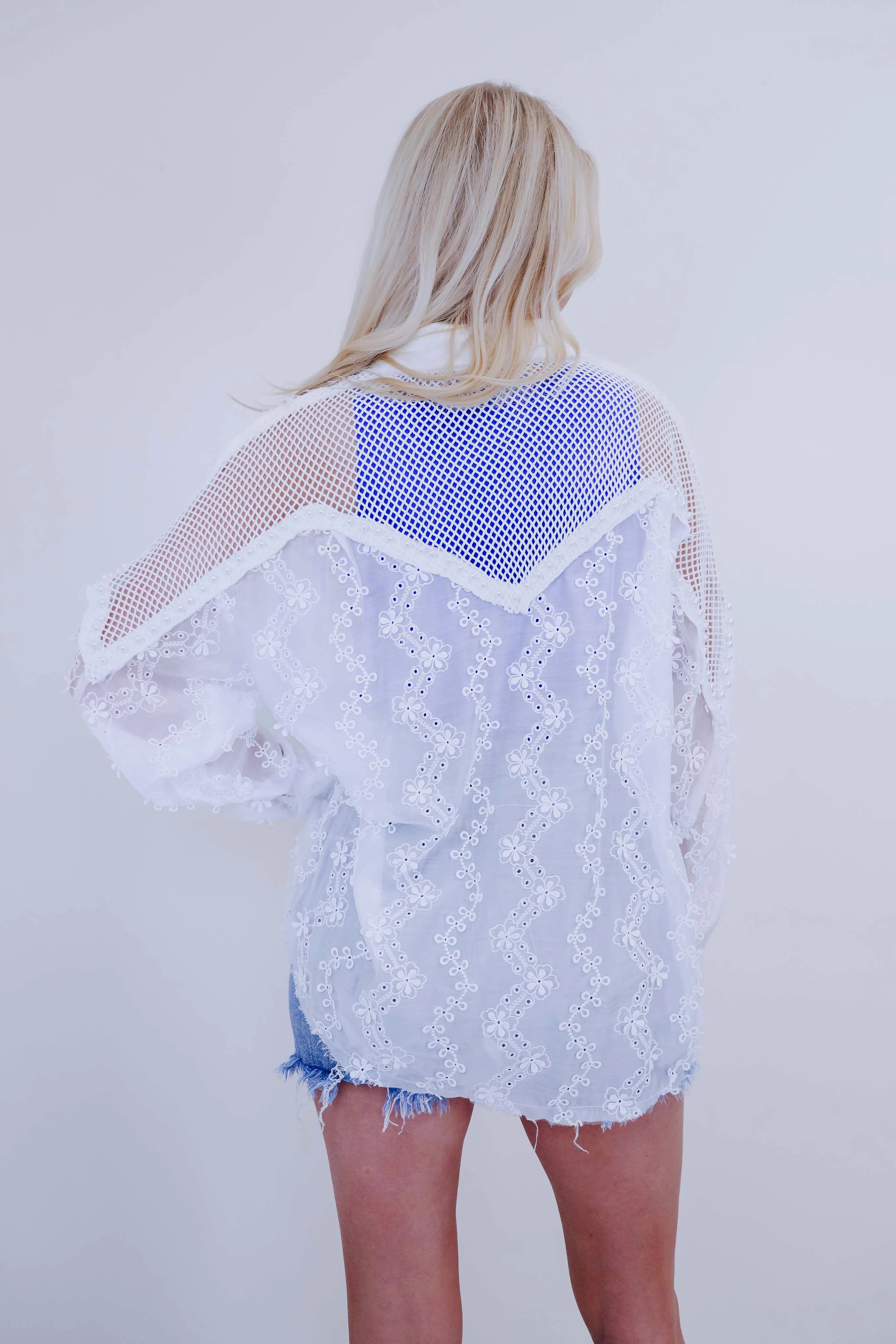 ***In My Victorian Era Crochet Lace Shacket By POL- 5 Colors SAMPLE