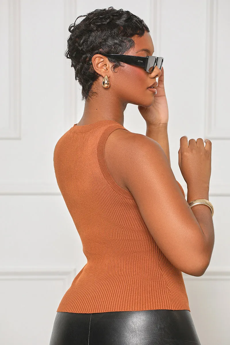 Knit Me Ribbed Tank Top (Chestnut)- FINAL SALE