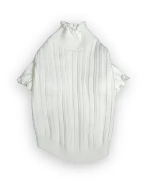 Knitted High Neck Dog Top with Ruffled Trim