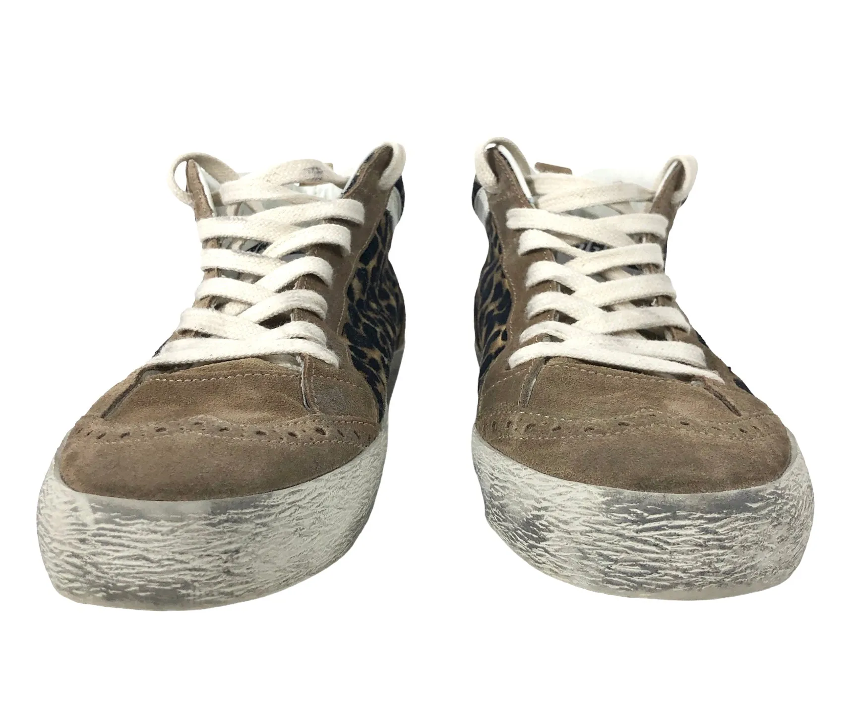 Mid Star Leo Golden Star Printed Leather Distressed Sneakers | Size 8.5/9
