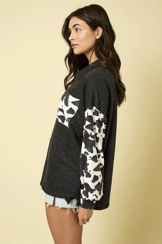 MIRANDA LONG SLEEVE CONTRAST ANIMAL PRINT SHACKET S-2XL