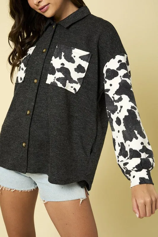 MIRANDA LONG SLEEVE CONTRAST ANIMAL PRINT SHACKET S-2XL
