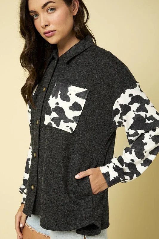 MIRANDA LONG SLEEVE CONTRAST ANIMAL PRINT SHACKET S-2XL