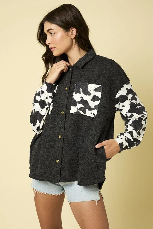 MIRANDA LONG SLEEVE CONTRAST ANIMAL PRINT SHACKET S-2XL