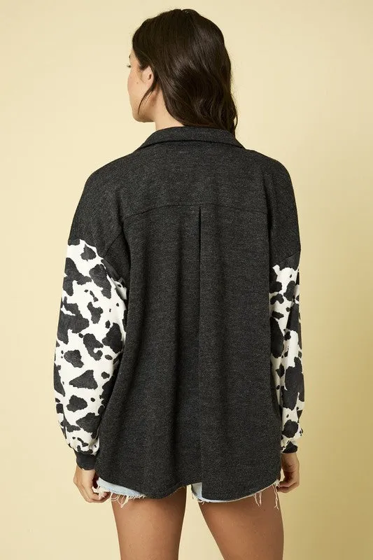 MIRANDA LONG SLEEVE CONTRAST ANIMAL PRINT SHACKET S-2XL