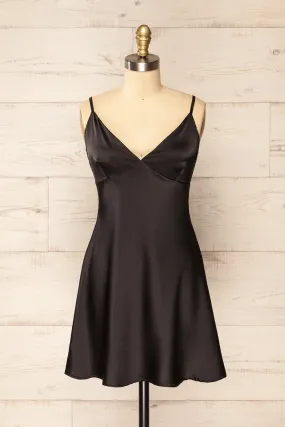 Myla | Short Black Satin Dress