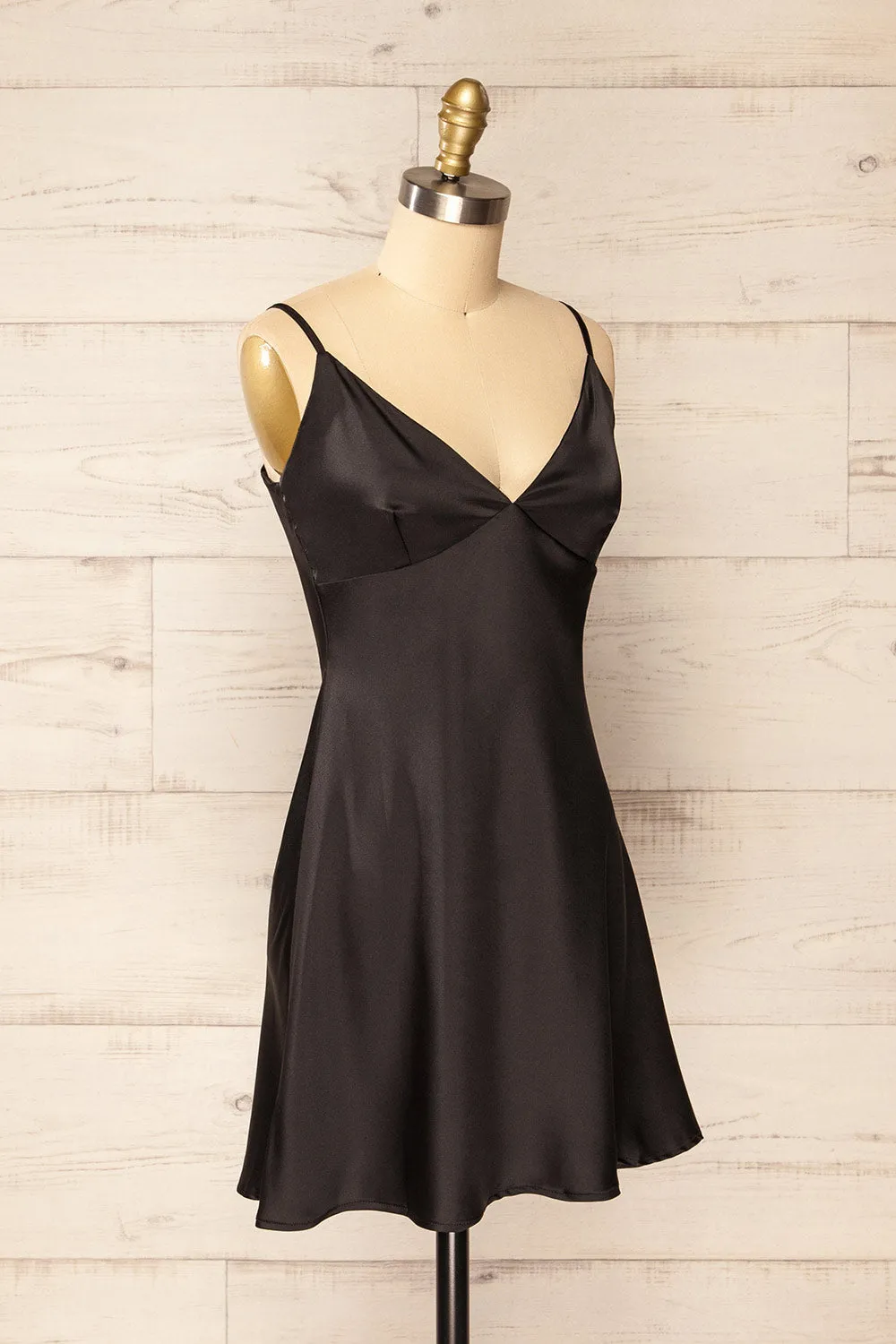 Myla | Short Black Satin Dress