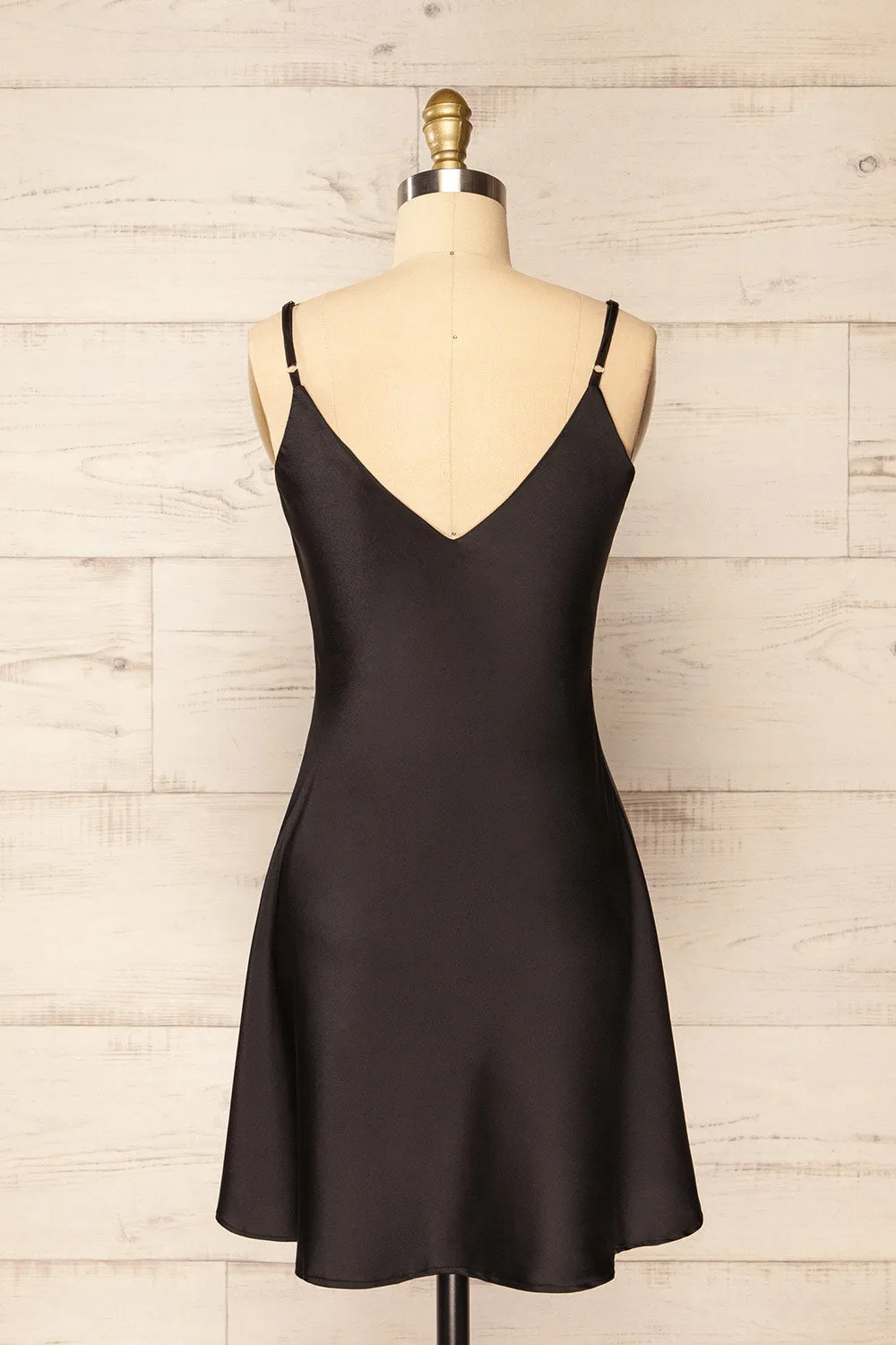 Myla | Short Black Satin Dress