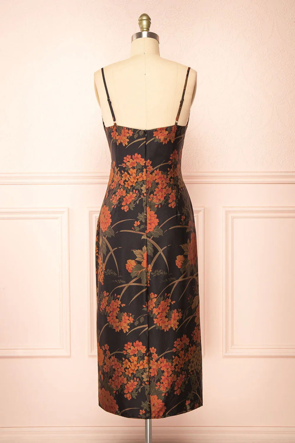 Myrtana | Cowl Neck Floral Satin Slip Dress