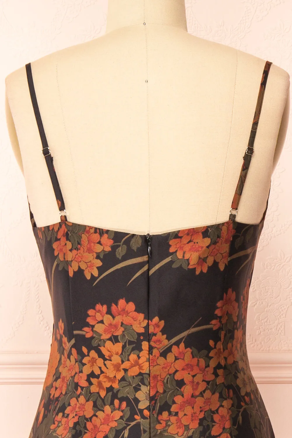 Myrtana | Cowl Neck Floral Satin Slip Dress
