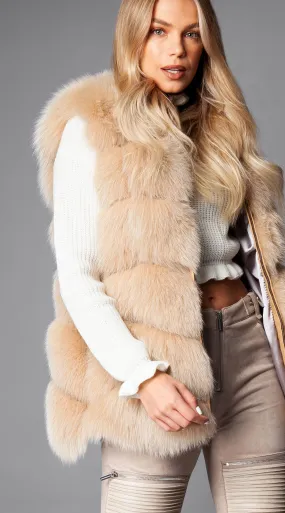OUTLET Luxy Fox Fur Gilet - Vanilla