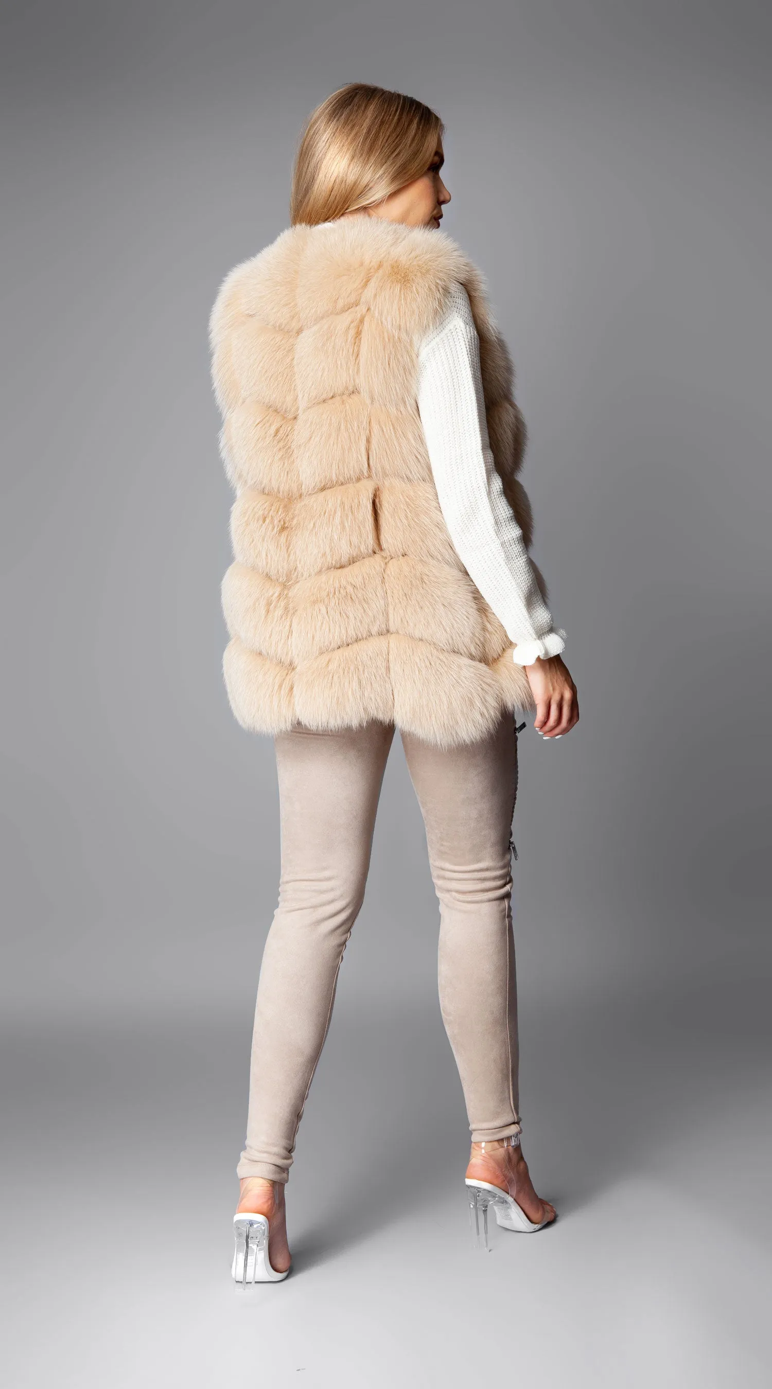 OUTLET Luxy Fox Fur Gilet - Vanilla