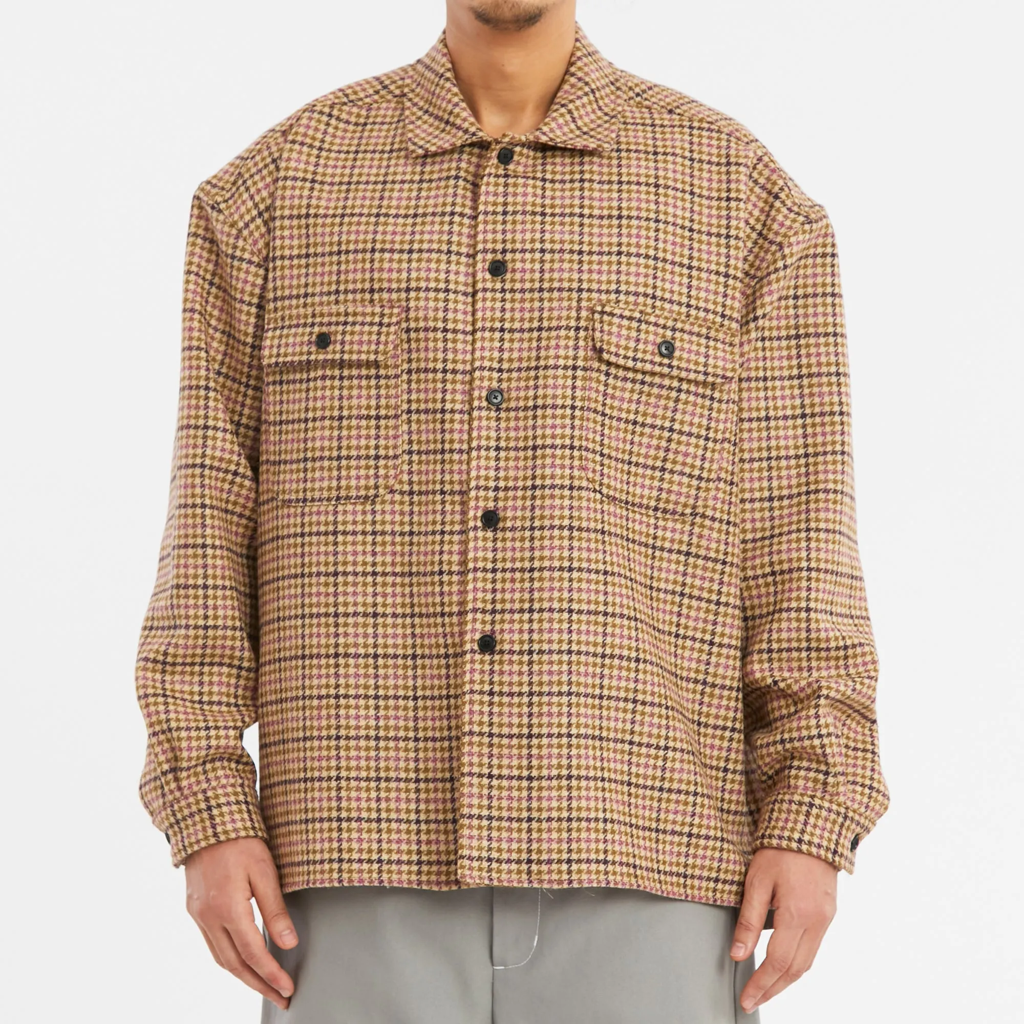 Park Shirt/Jacket - MOON Purple Plaid Tweed Wool