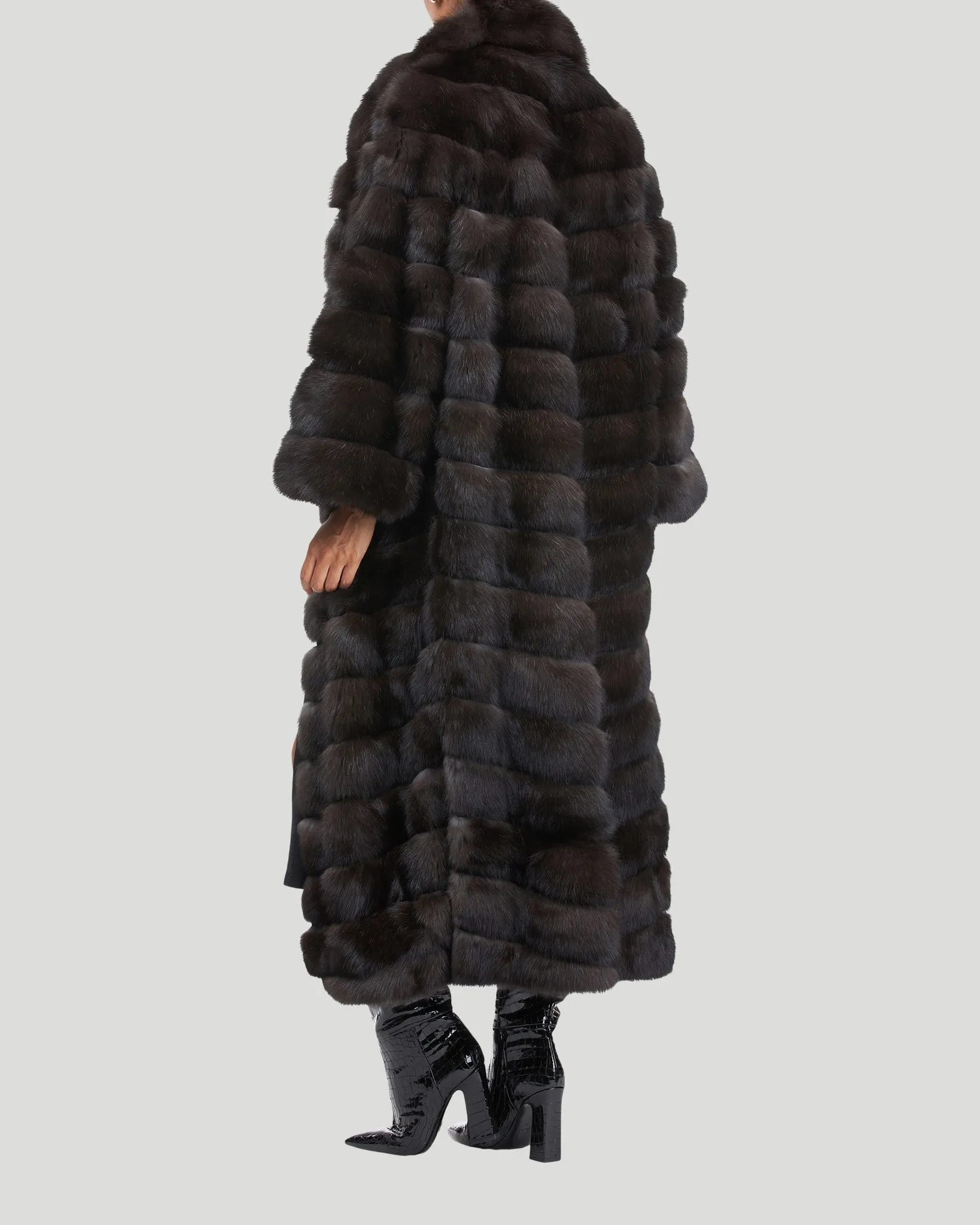 Russian Sable Chevron Coat with Leather Belt