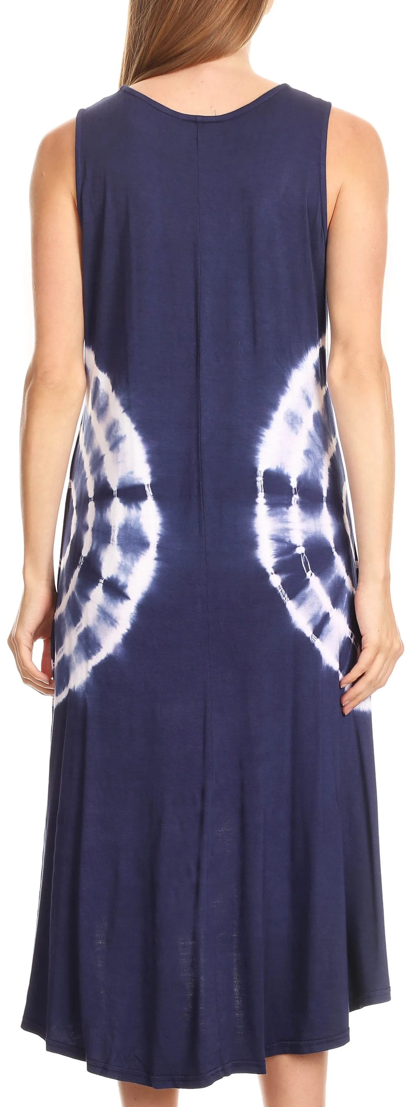 Sakkas Havva Knit Tie-dye Sleeveless Hi Low Dress with Scoop Neck