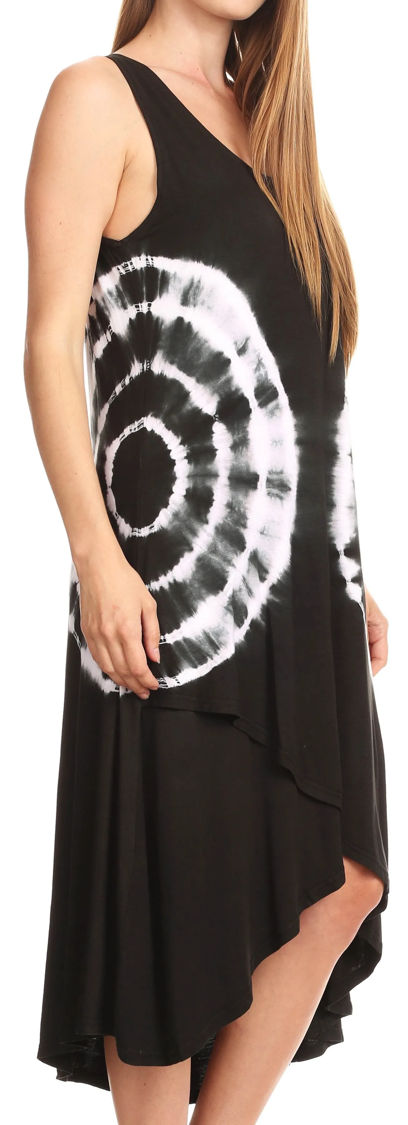 Sakkas Havva Knit Tie-dye Sleeveless Hi Low Dress with Scoop Neck