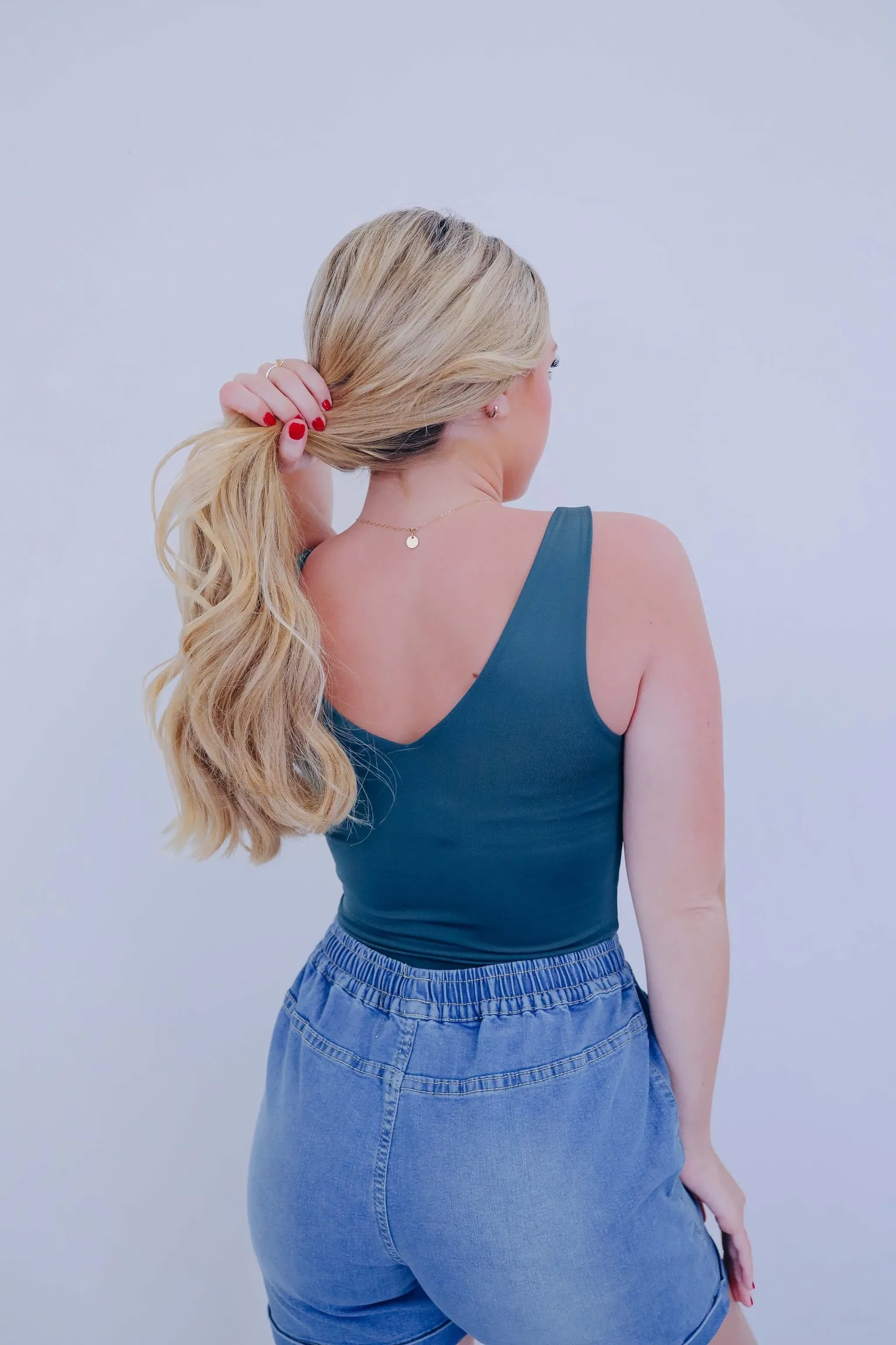 Seamless V-Neck Bodysuit - Teal