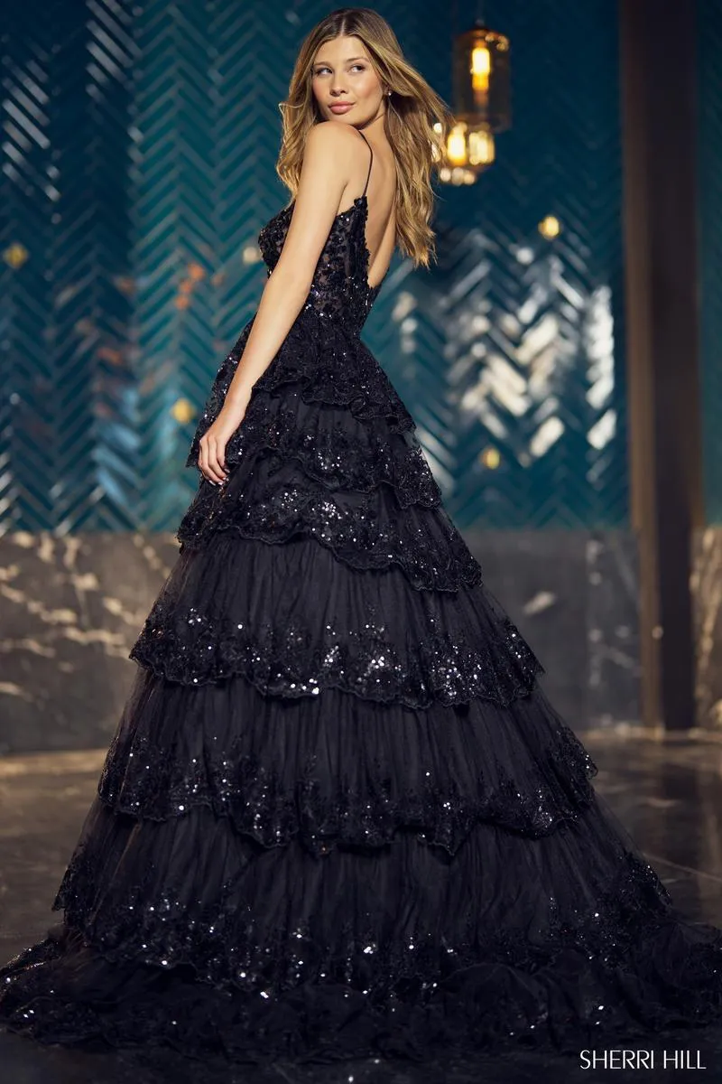 Sherri Hill Sequin Ruffle Ball Gown 55925