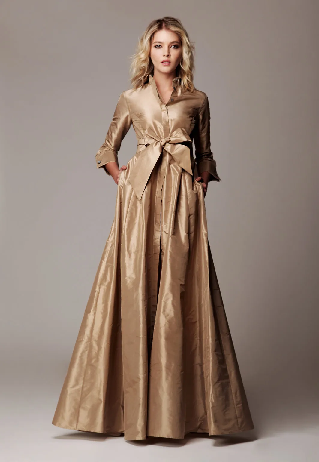 Shirtdress "KATE MAXI" / Luxury Silk Shantung