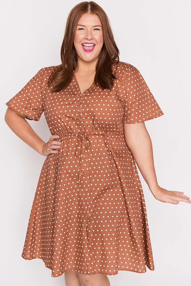 Siena Cotton Mocha Spot Dress