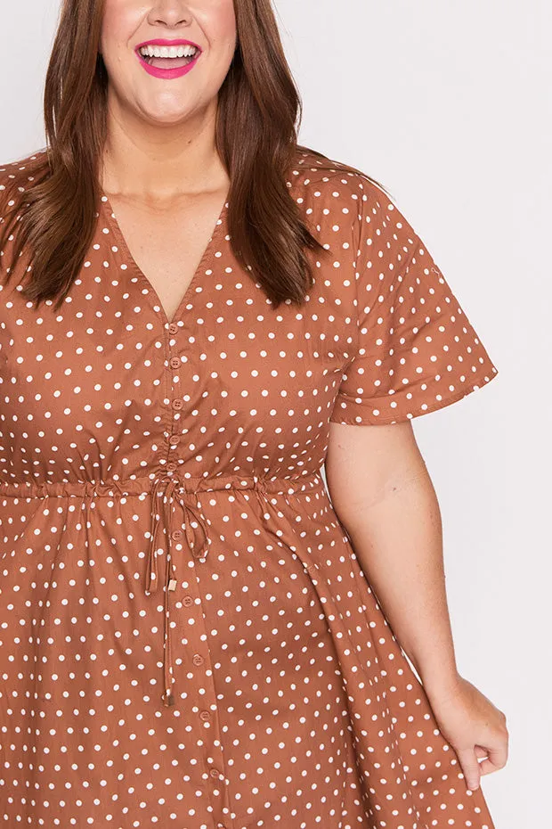 Siena Cotton Mocha Spot Dress