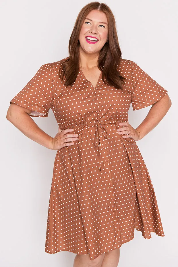 Siena Cotton Mocha Spot Dress