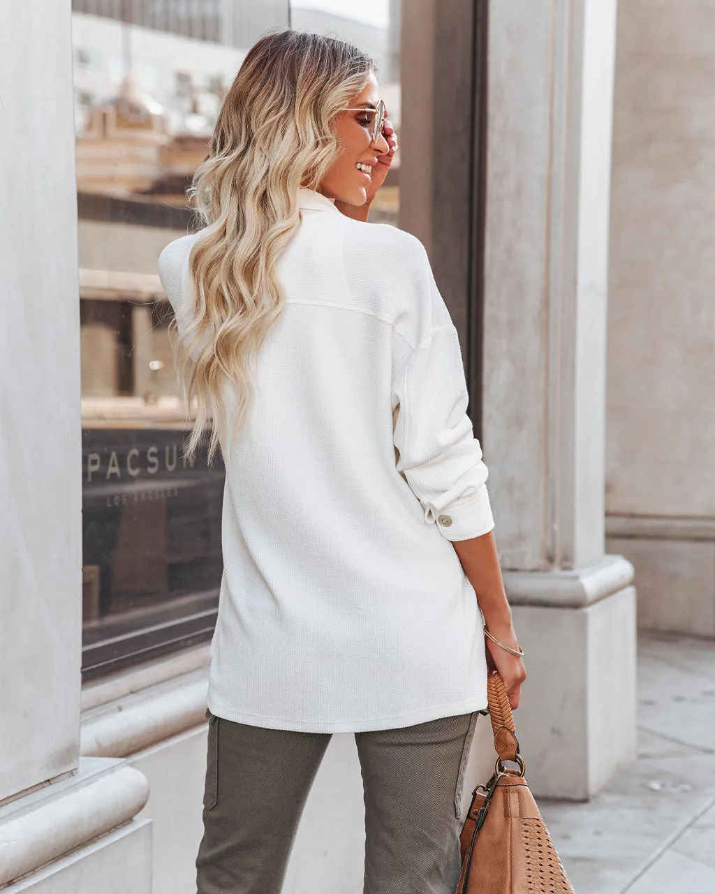 TastyHottie - Addyson Button Down Knit Shacket - Off White
