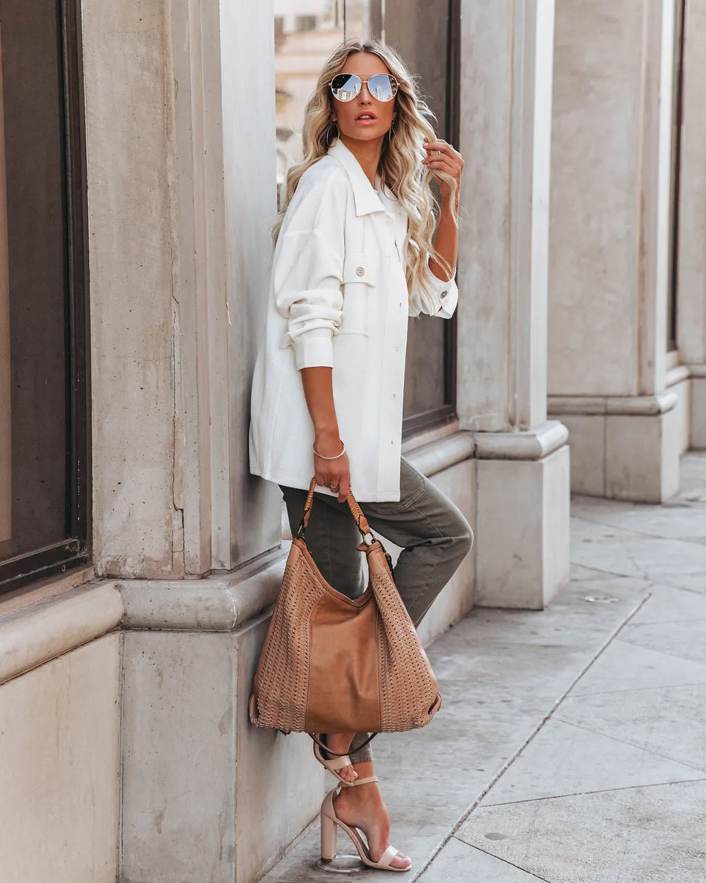 TastyHottie - Addyson Button Down Knit Shacket - Off White