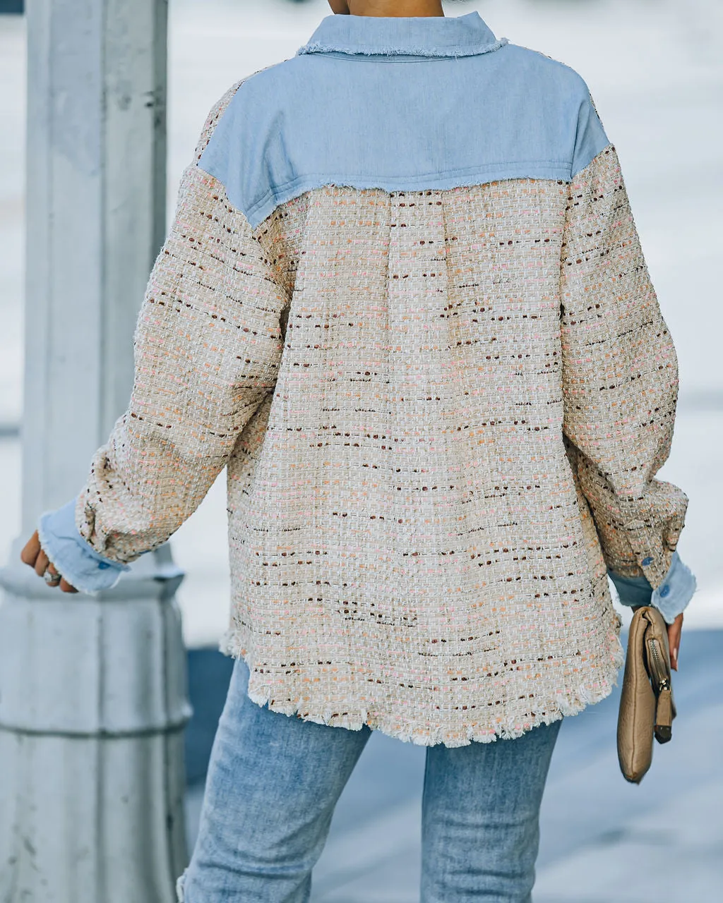 TastyHottie - Garvin Tweed Button Down Shacket - Beige
