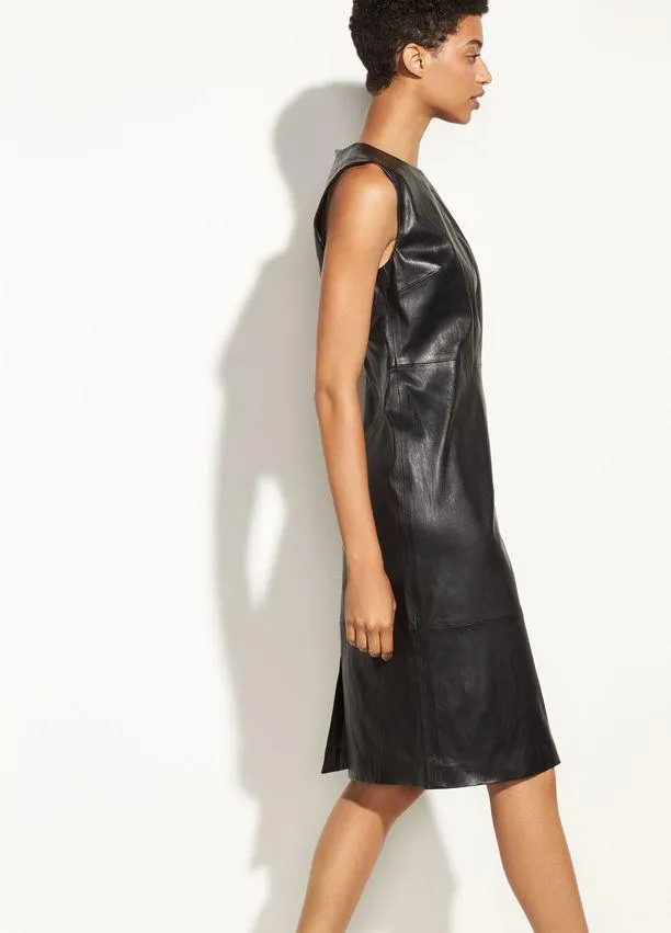 VINCE- Leather Dress Black