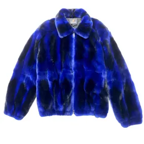Volare Men's Blue Rex Rabbit Chinchilla Fur Coat
