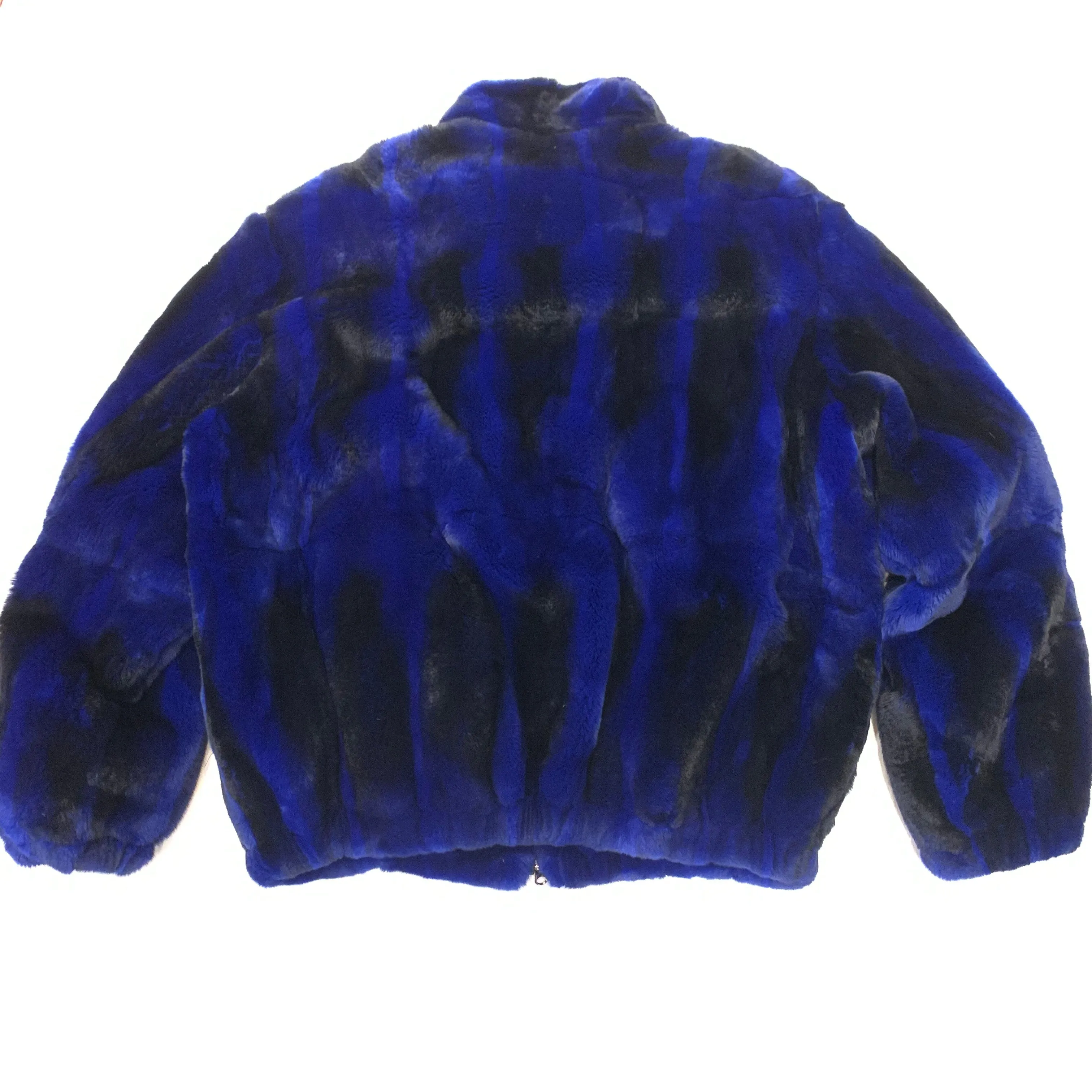 Volare Men's Blue Rex Rabbit Chinchilla Fur Coat