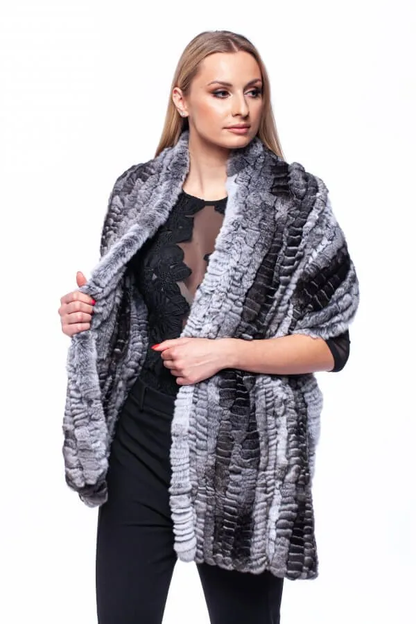 Women's Knitted Chinchilla Fur Stole