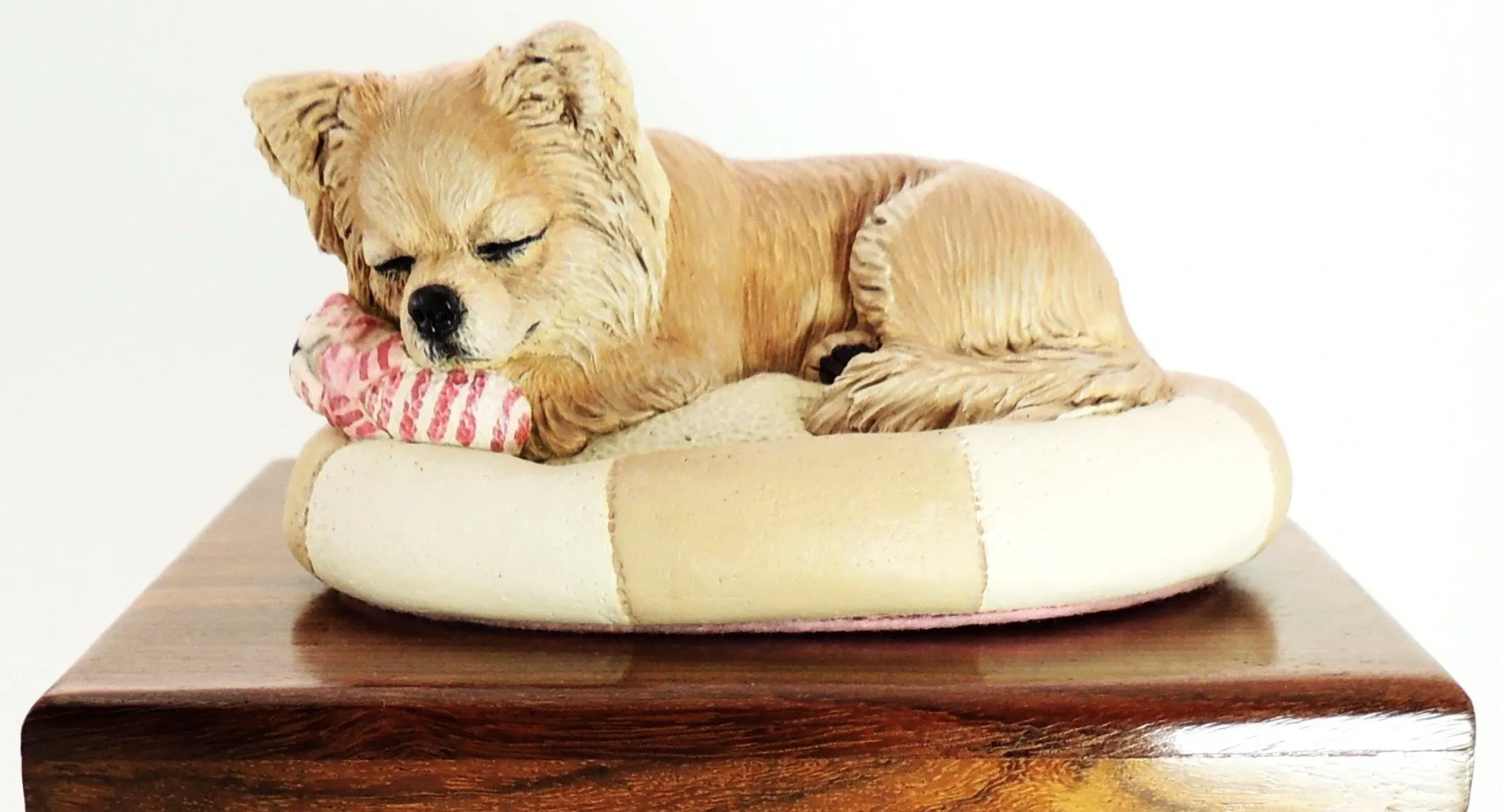 Wooden Cremation Urn For Long-coated Chihuahua Pet Ashes