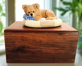 Wooden Cremation Urn For Long-coated Chihuahua Pet Ashes