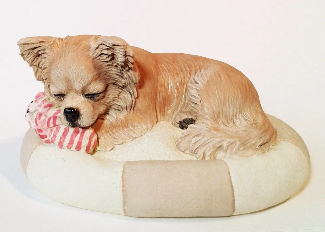 Wooden Cremation Urn For Long-coated Chihuahua Pet Ashes
