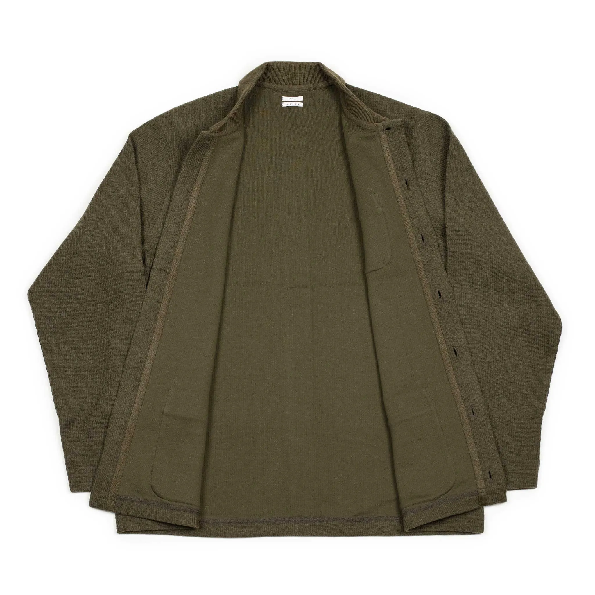 Work jacket in olive green ribbed heavy cotton and wool