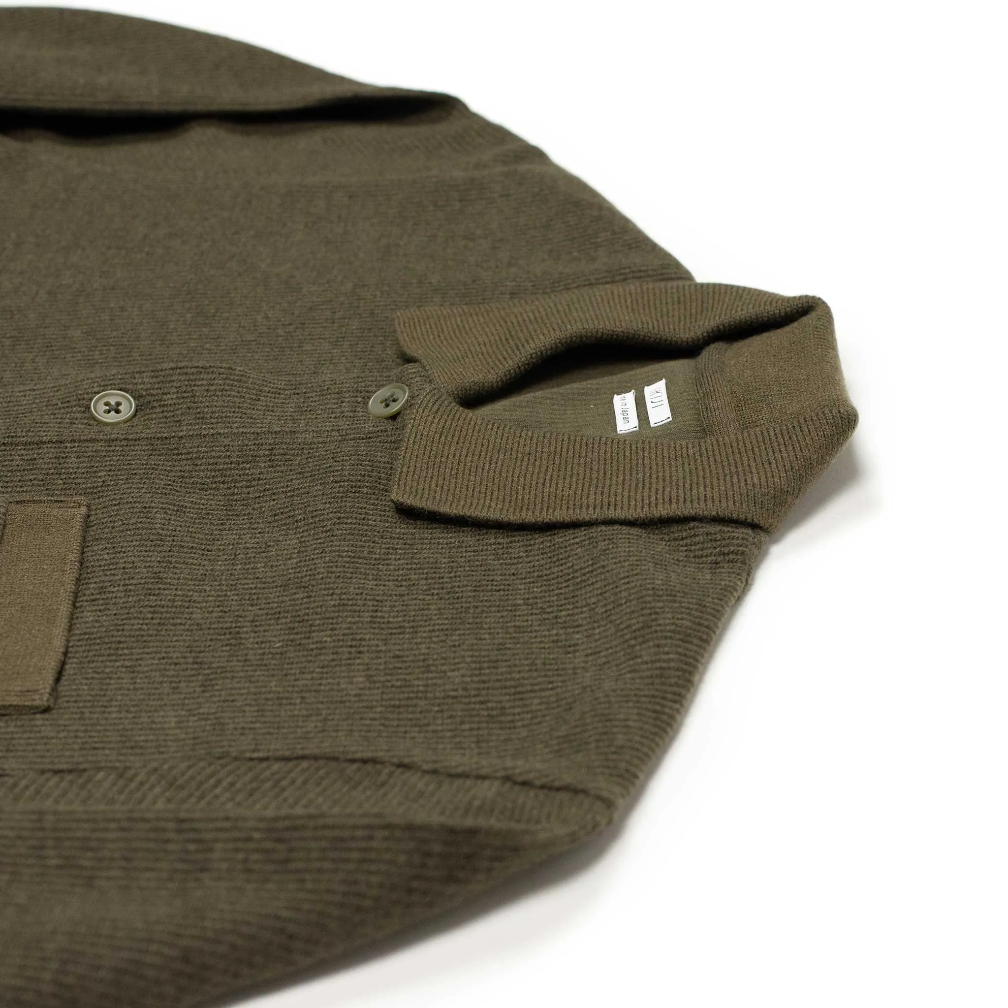 Work jacket in olive green ribbed heavy cotton and wool