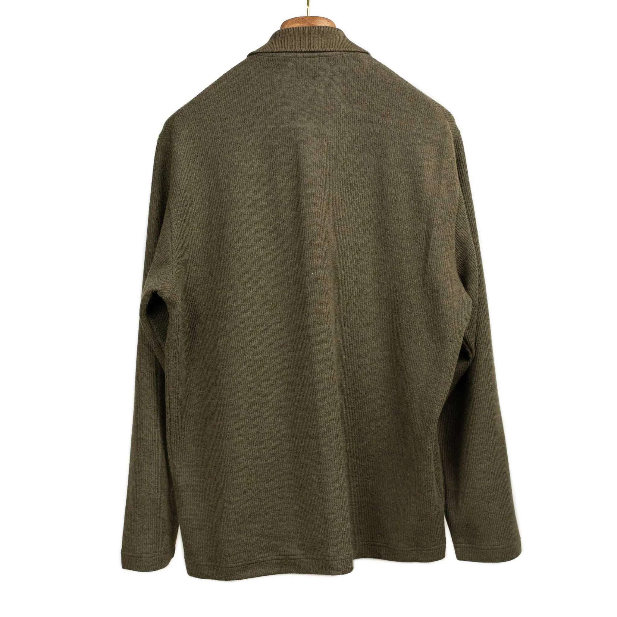 Work jacket in olive green ribbed heavy cotton and wool