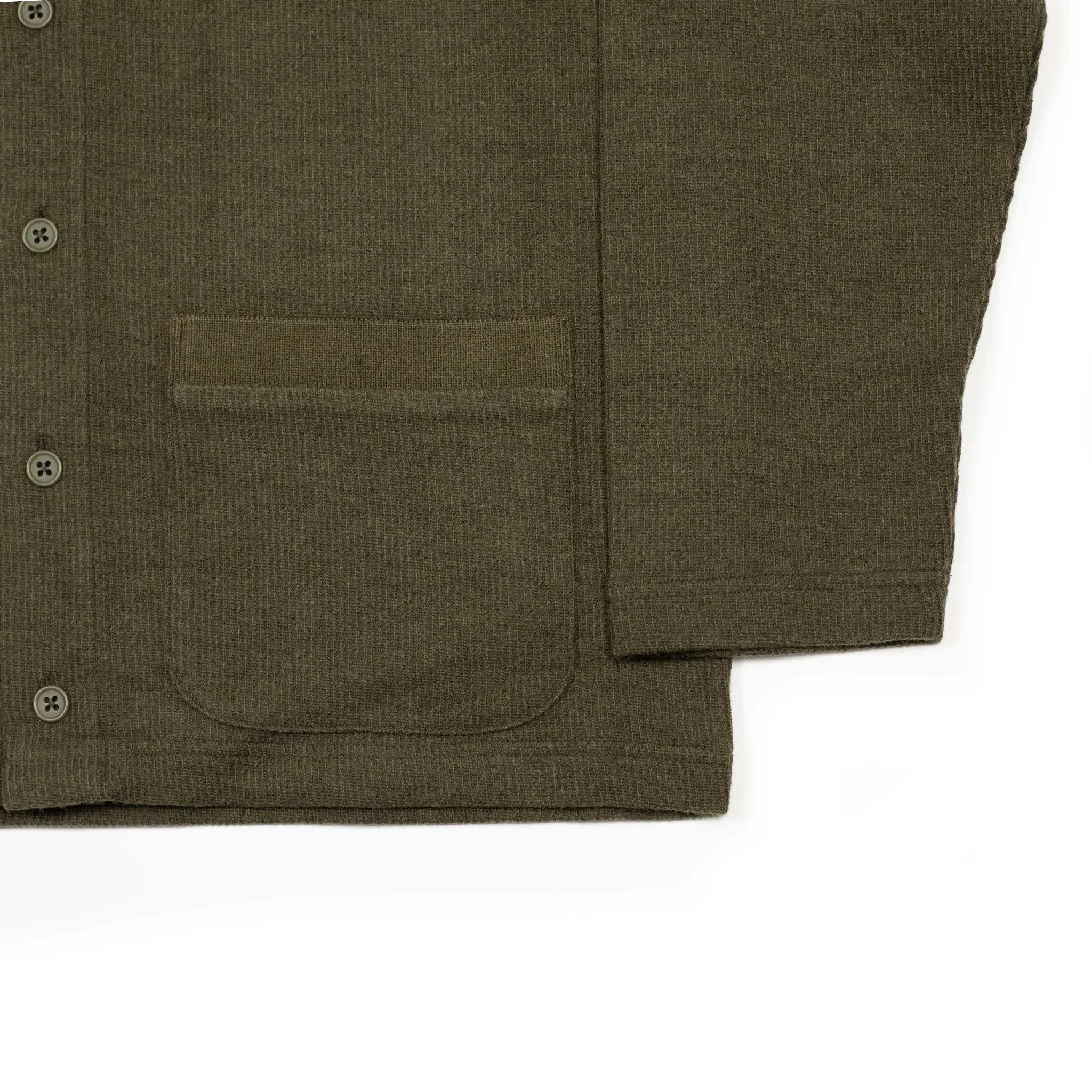 Work jacket in olive green ribbed heavy cotton and wool