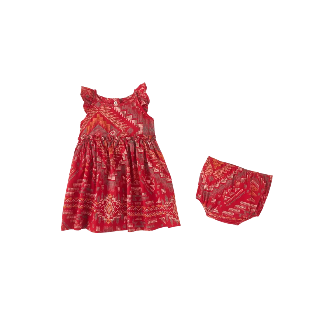 Wrangler Kid's Baby Girls Wrangler Ruffle Strap Babydoll Red Dress
