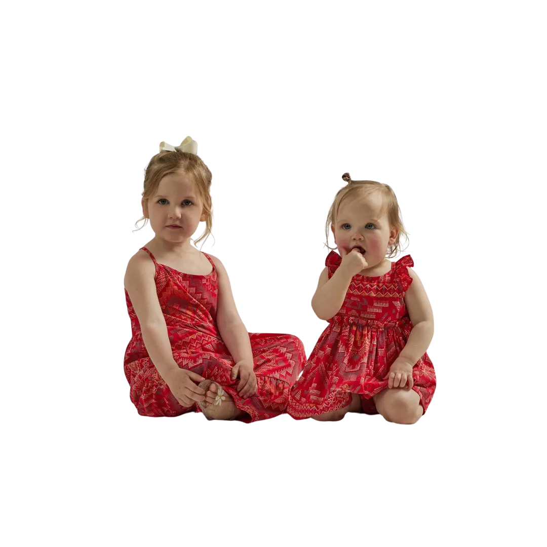 Wrangler Kid's Baby Girls Wrangler Ruffle Strap Babydoll Red Dress