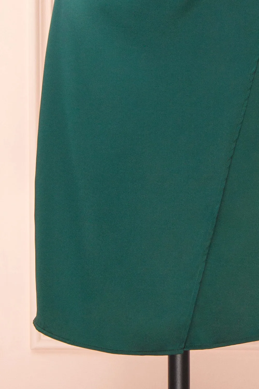 Zaina Green | Cowl Neck Satin Slip Dress